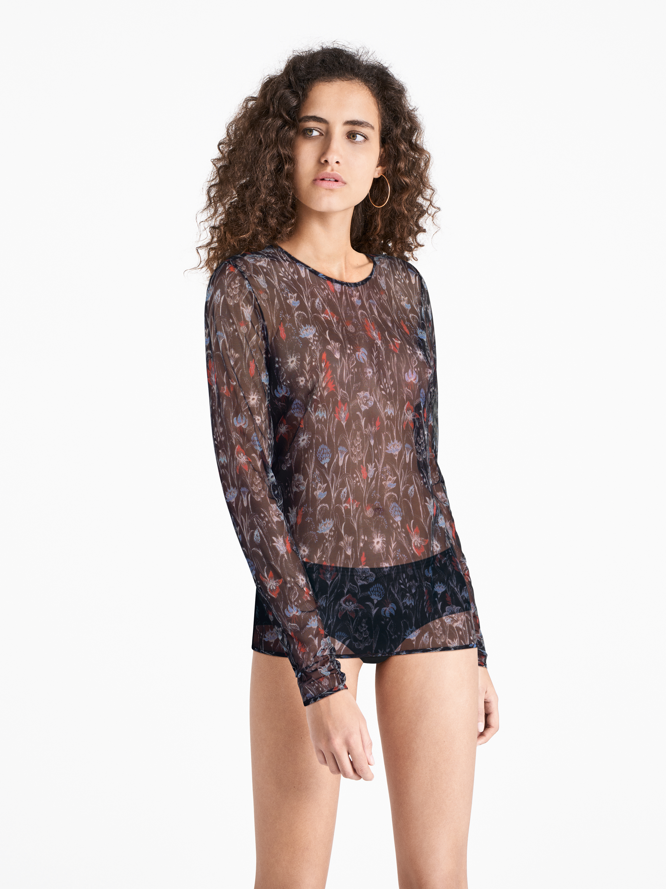 

wildflower printed pullover, Black/multicolo