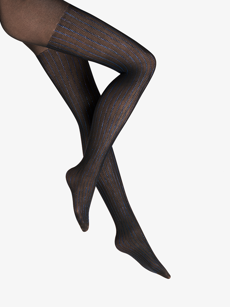 

sparkle strip tights, Black/blue